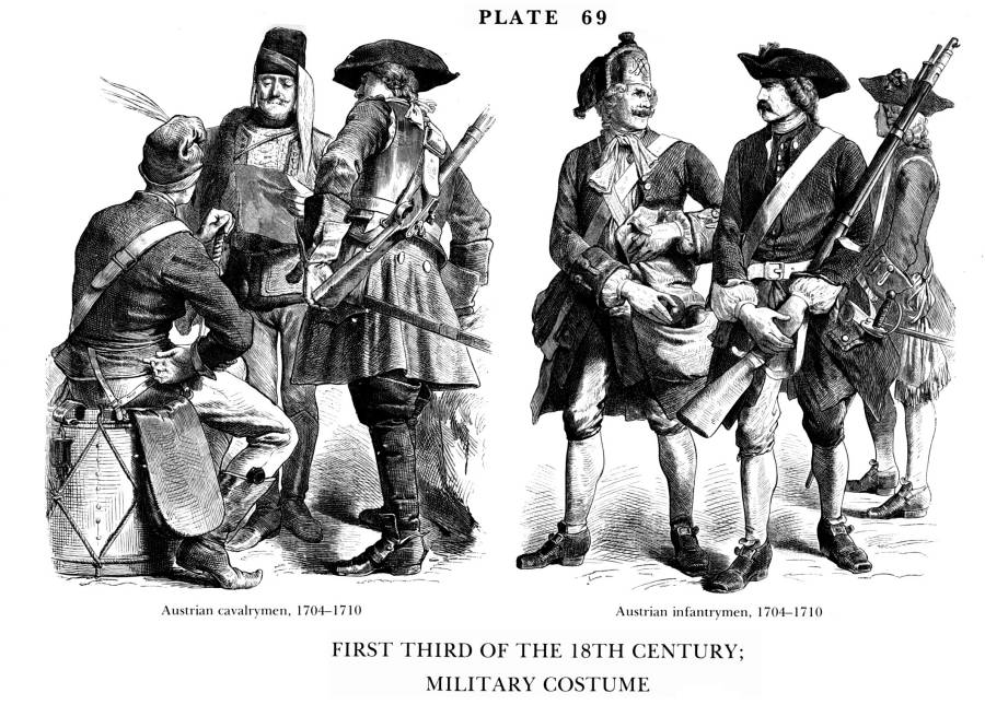 Planche 69 - 1er tiers du XVIIIe s. - costume militaire Autriche.jpg